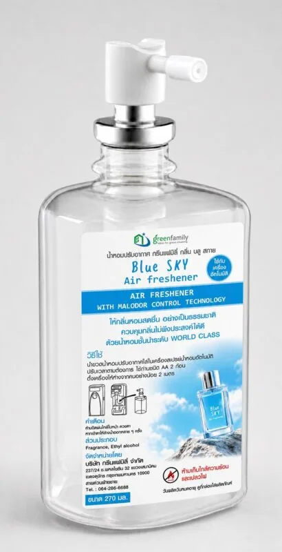 ขวดน้ำหอมปรับอากาศ Blue Sky ขนาด 270 มล. สำหรับเครื่องพ่นน้ำหอมอัตโนมัติ Green Family